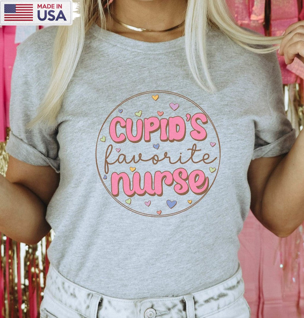 Cupid's Favorite Nurse Sweatshirt, Valentine Unisex T-shirt Long Sleeve
