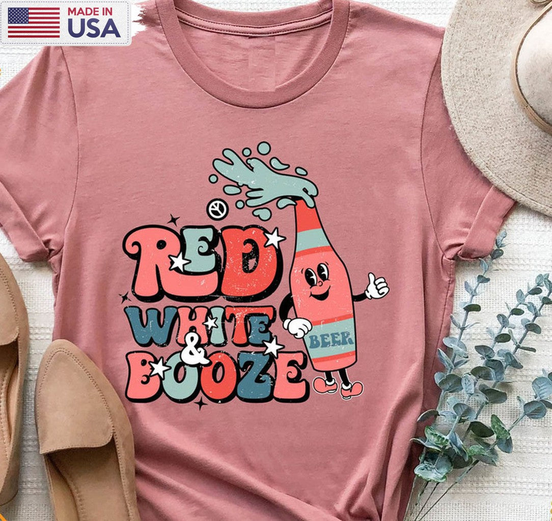 4th Of July Usa Red White Booze Summer Shirt