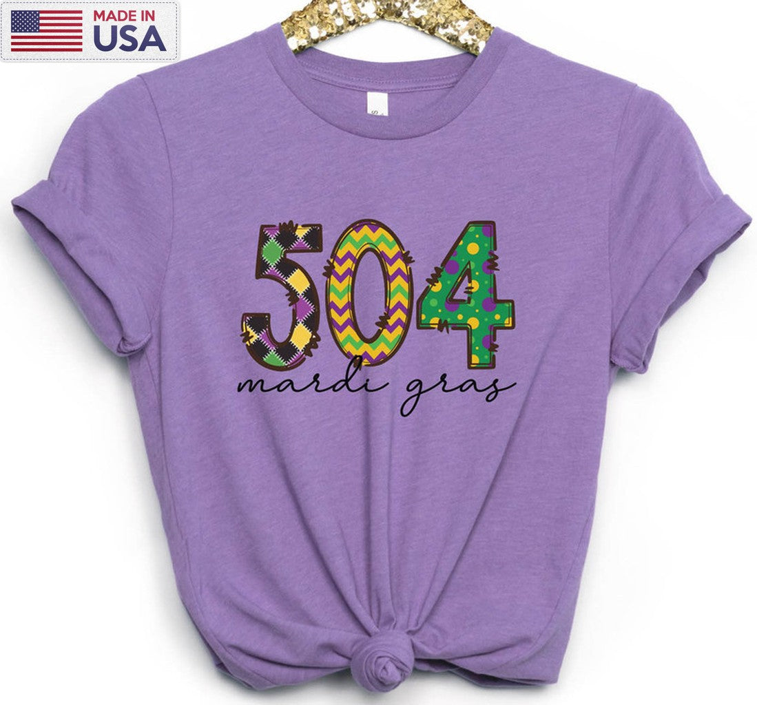 504 Mardi Gras Sweatshirt, New Orleans Carnival Mardi Gras Tee Tops Long Sleeve