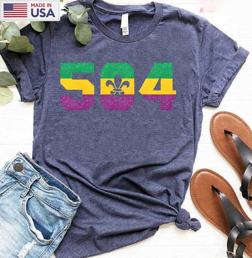 504 New Orleans Shirt, Mardi Gras Party Long Sleeve Crewneck