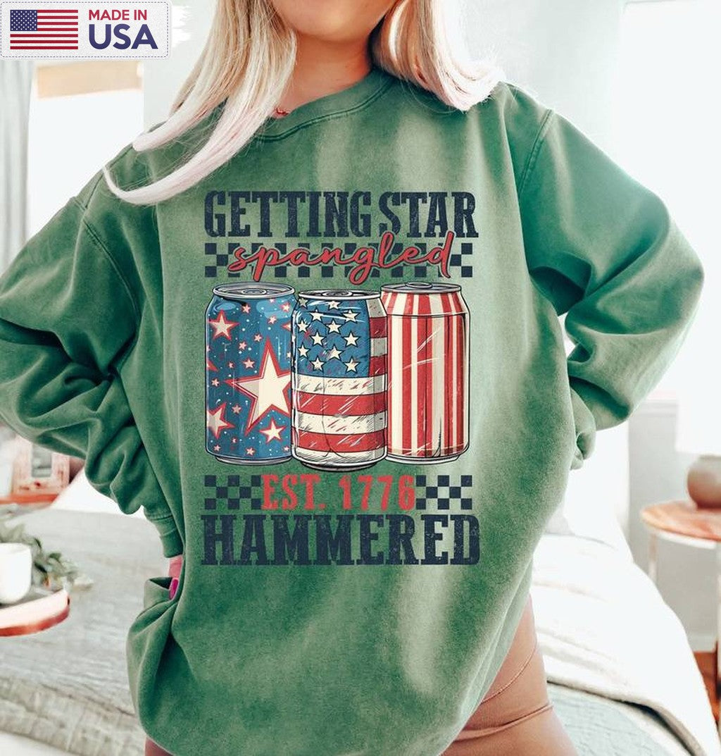 4th Of July Unisex T Shirt , Vintage Getting Star Spangled Hammered Shirt Tee Tops