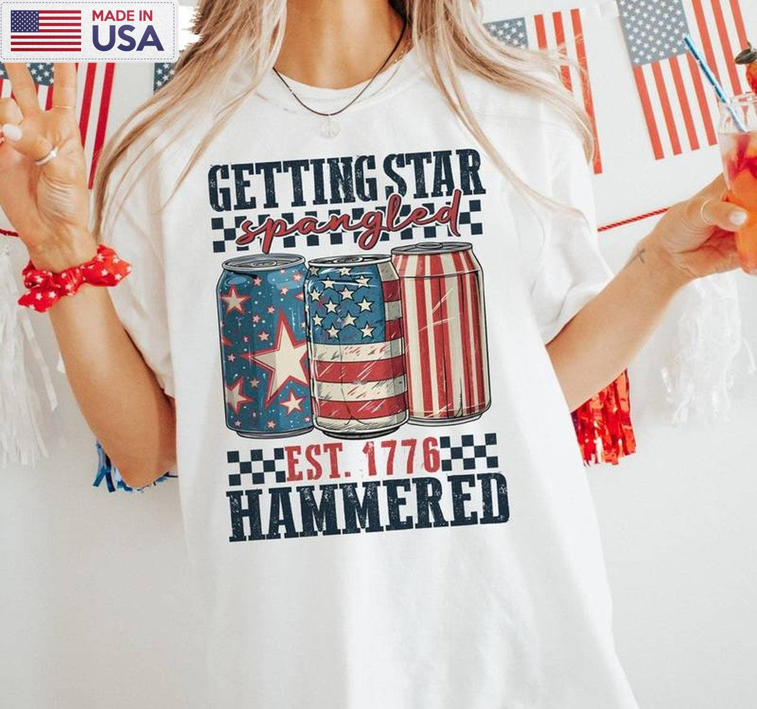 4th Of July Unisex T Shirt , Vintage Getting Star Spangled Hammered Shirt Tee Tops