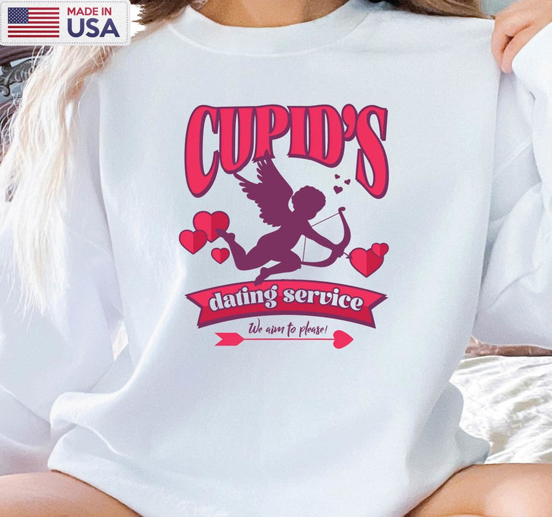 Cupid's Dating Service Vintage Shirt, Funny Cupid Valentine Day Short Sleeve Tee Tops