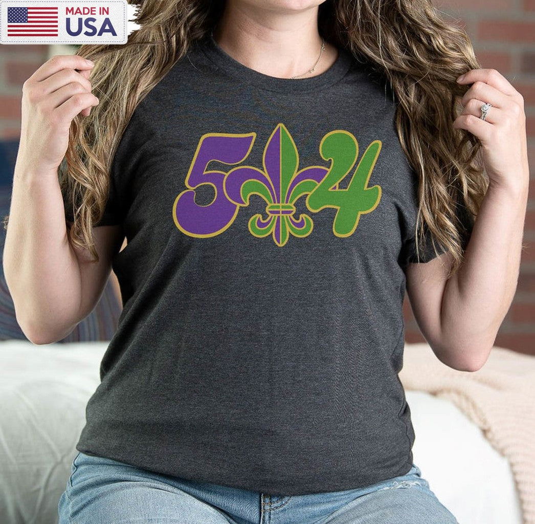 504 Mardi Gras Shirt, Mardi Gras Fluer Dis Lis Long Sleeve Unisex Hoodie