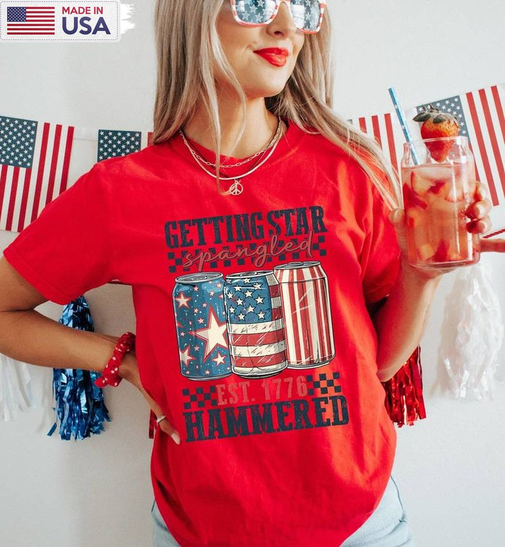 4th Of July Unisex T Shirt , Vintage Getting Star Spangled Hammered Shirt Tee Tops