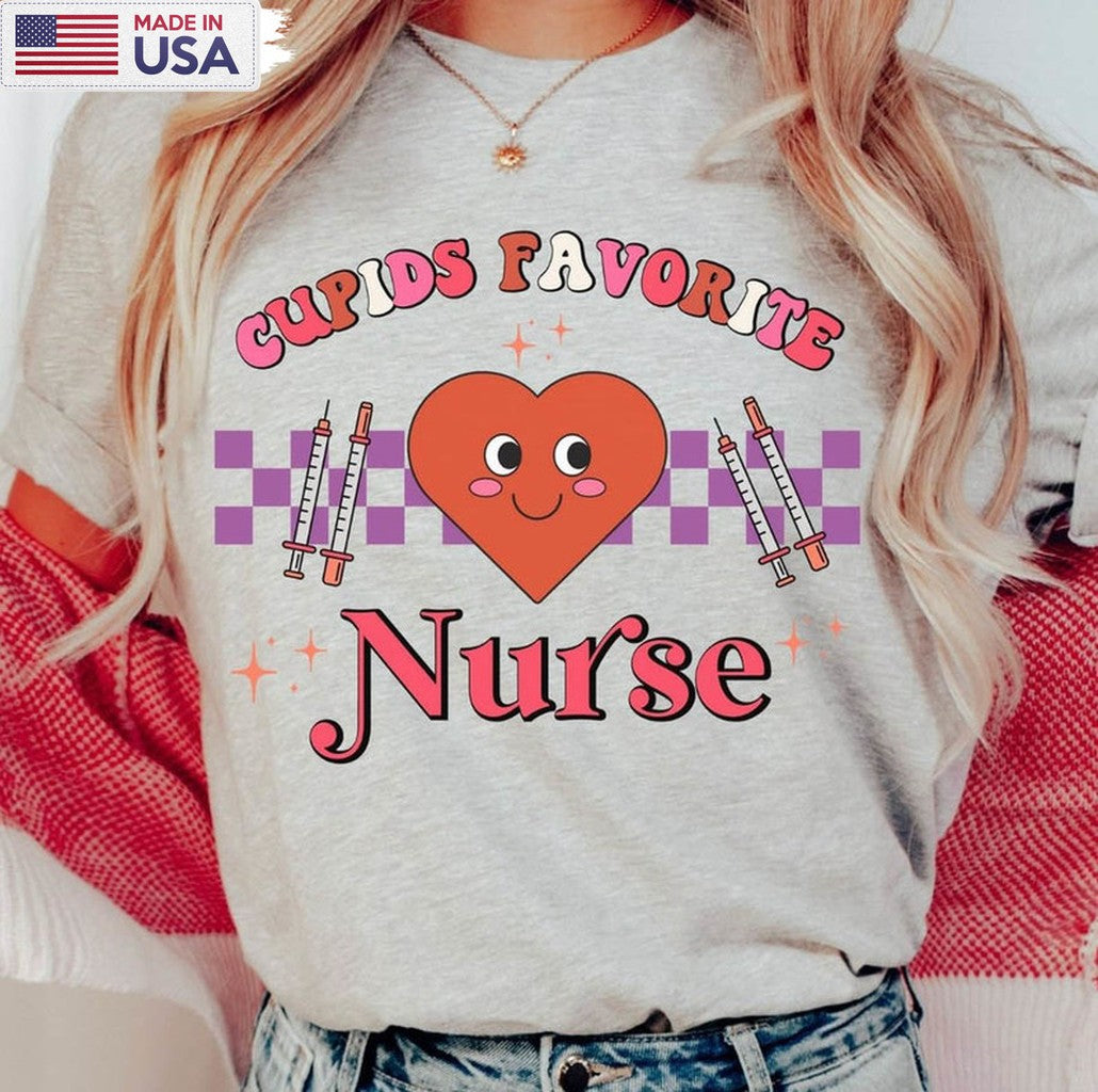 Cupid's Favorite Nurse Shirt, Valentine Unisex T-shirt Short Sleeve