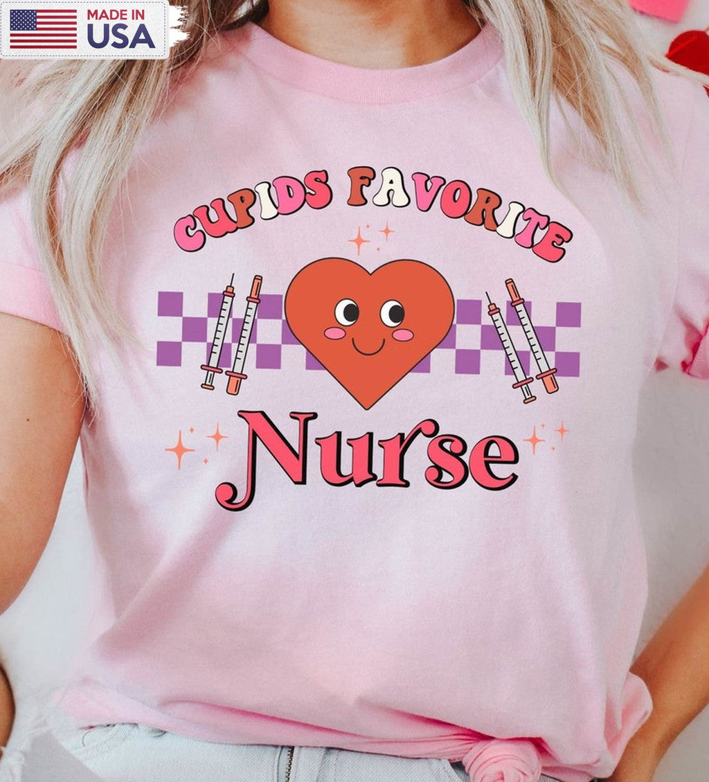 Cupid's Favorite Nurse Shirt, Valentine Unisex T-shirt Short Sleeve