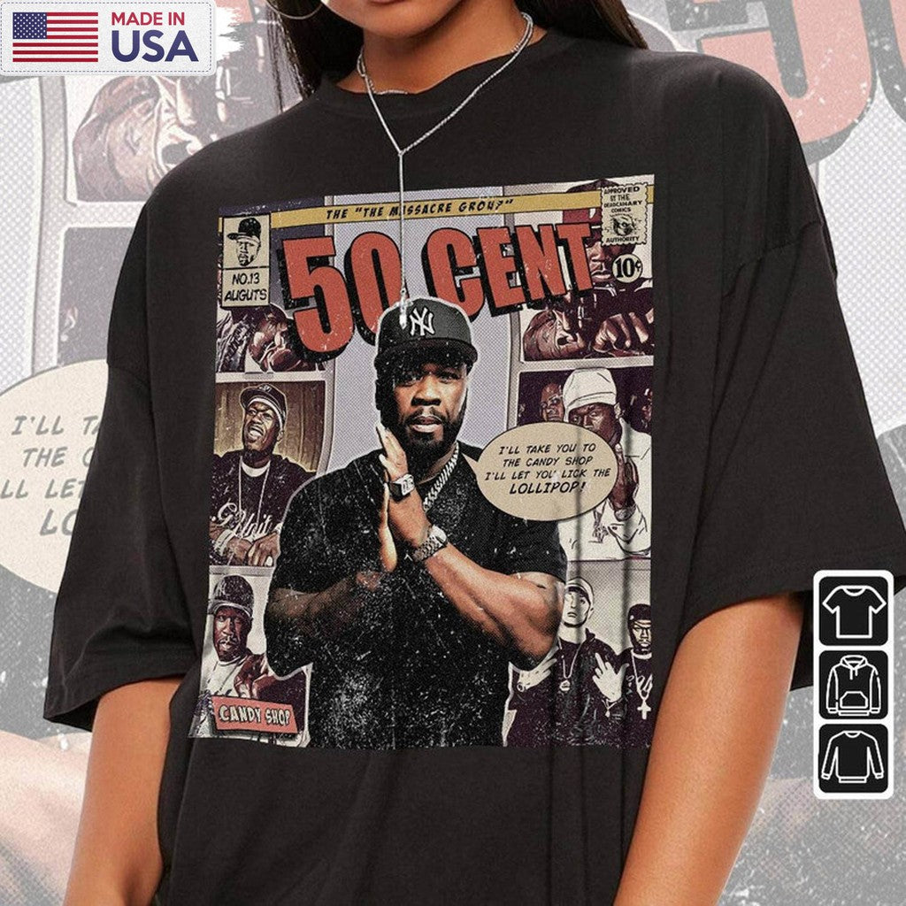 50 Cent Retro Shirt, The Massacre Album World Tour Crewneck Tee Tops