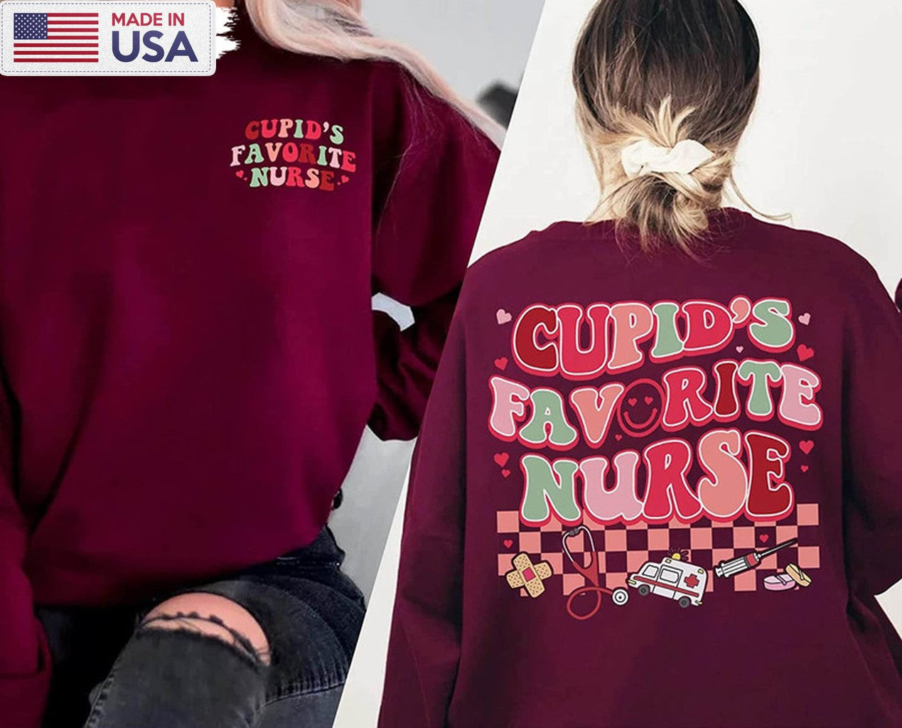 Cupid's Favorite Nurse Shirt, Valentine Day Funny Unisex T-shirt Sweater