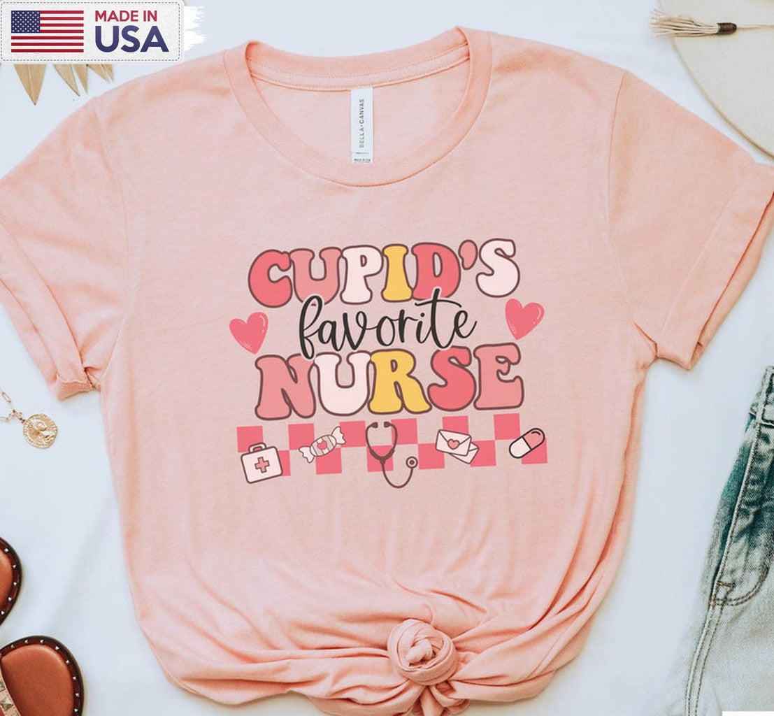 Cupid's Favorite Nurse Shirt, Vintage Valentine Tee