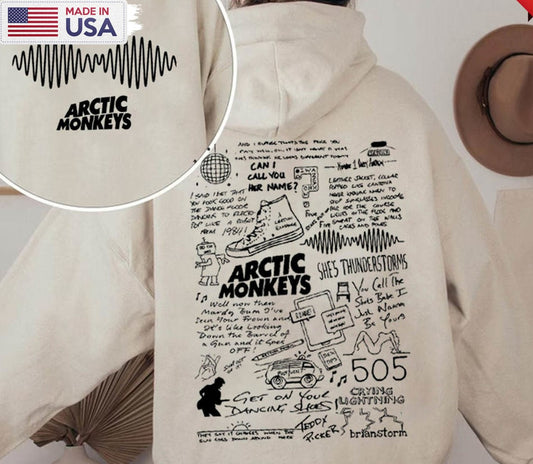 Arctic Monkey Vintage Shirt, Trendy Arctic Monkeys Tour Unisex Hoodie Long Sleeve