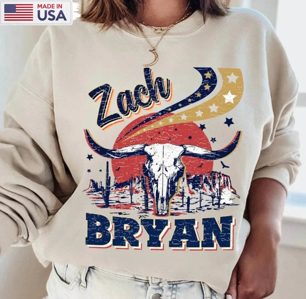 Zach Bryan Retro Bull Horns Shirt, American Heartbreak Unisex Hoodie Sweatshirt