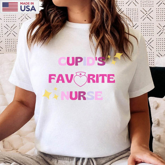 Cupid's Favorite Nurse Shirt, Trending Valentine Long Sleeve Unisex Hoodie
