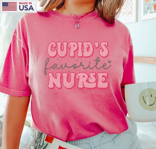Cupid's Favorite Nurse Trendy Shirt, Nurse Valentine Crewneck Unisex Hoodie