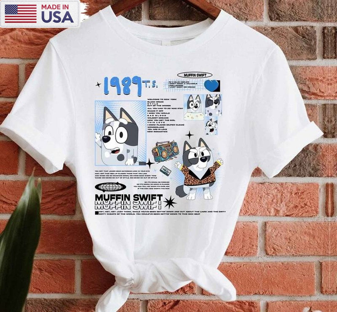 1989 Bluey The Eras Tour Shirt, Swiftie Muffin Short Sleeve Sweater
