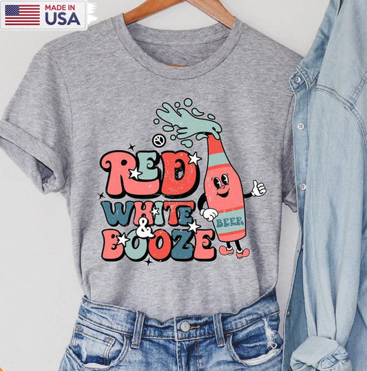 4th Of July Usa Red White Booze Summer Shirt