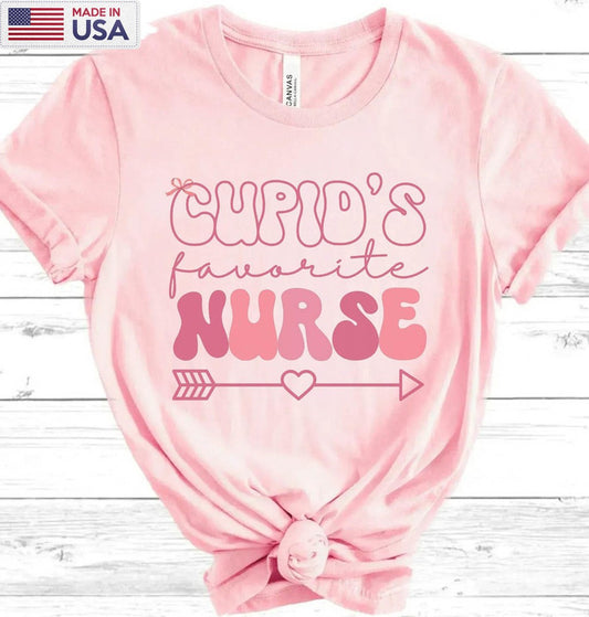 Cupid's Favorite Nurse Shirt, Valentine Tee Tops Unisex T-shirt