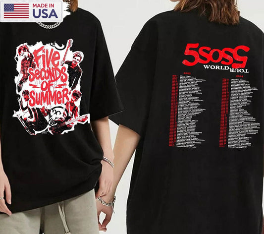 5 Seconds Of Summer World Tour 2023 2024 Shirt, 5sos World Tour Crewneck Unisex Hoodie