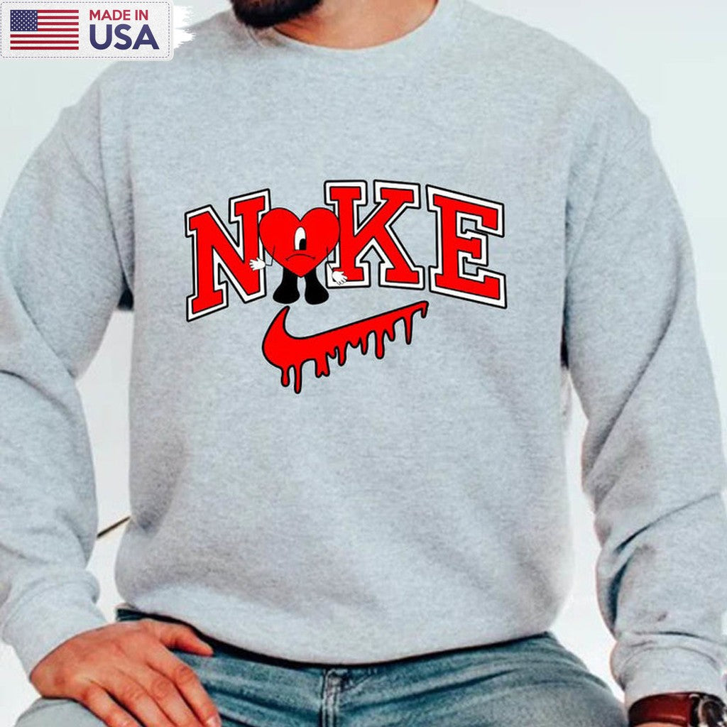 Bad Bunny Valentine Nike Shirt, Cute Valentines Day Crewneck Unisex Hoodie