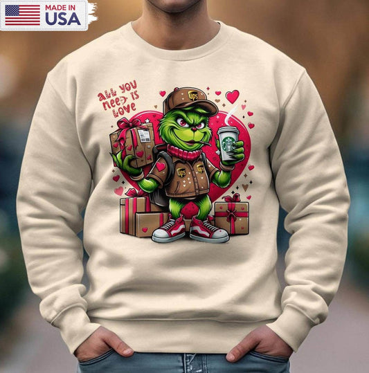 Creative All You Need Is Love Sweatshirt , Grinch's Valentine Shirt Unisex Hoodie