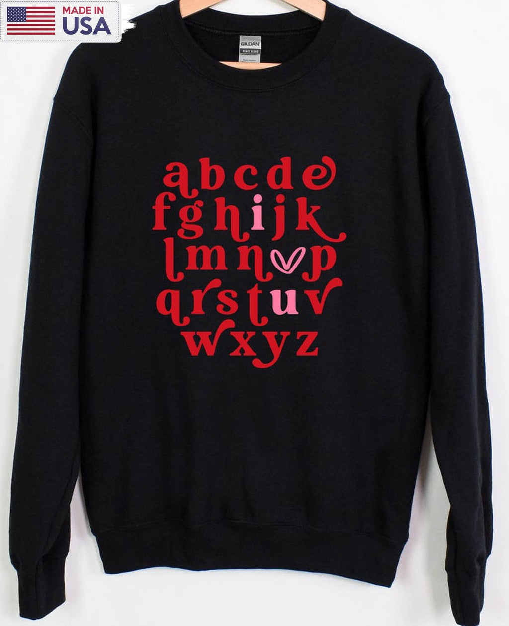 Alphabet Valentine Vintage Shirt, Teacher Valentines Day Unisex Hoodie Long Sleeve