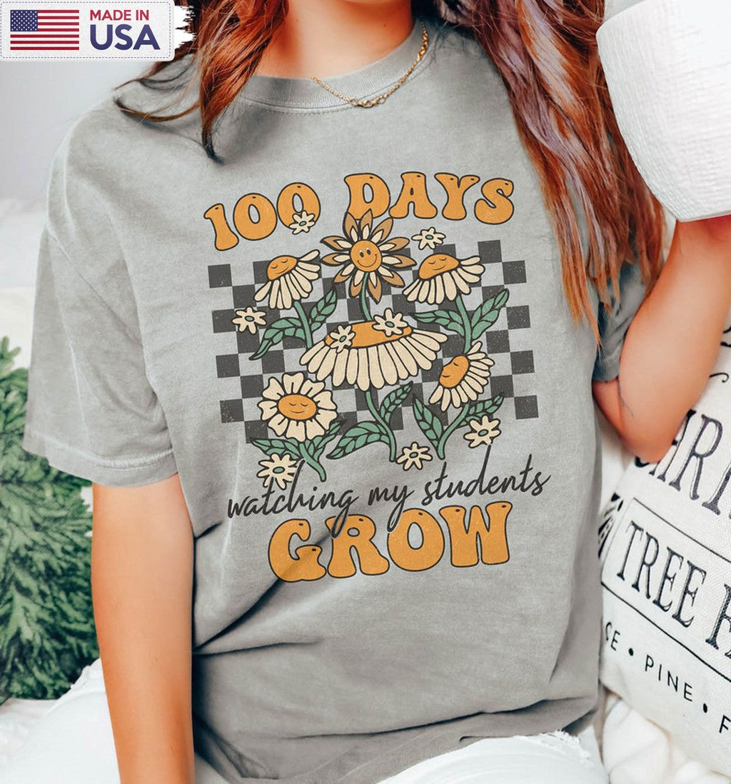 100 Days Of Watching My Students Grow Vintage Unisex T-shirt , Crewneck