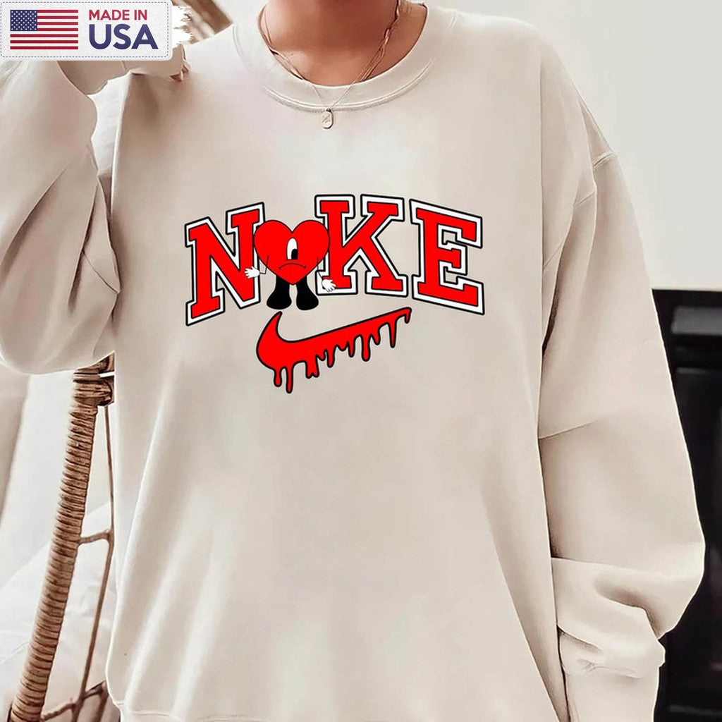 Bad Bunny Valentine Nike Shirt, Cute Valentines Day Crewneck Unisex Hoodie