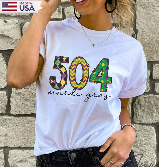 504 Mardi Gras Sweatshirt, New Orleans Carnival Mardi Gras Tee Tops Long Sleeve