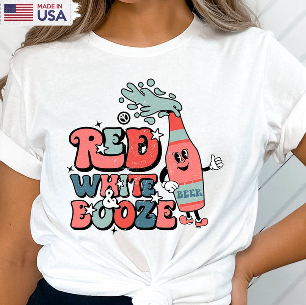 4th Of July Usa Red White Booze Summer Shirt