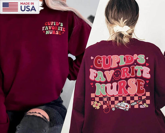 Cupid's Favorite Nurse Shirt, Valentine Day Funny Unisex T-shirt Sweater