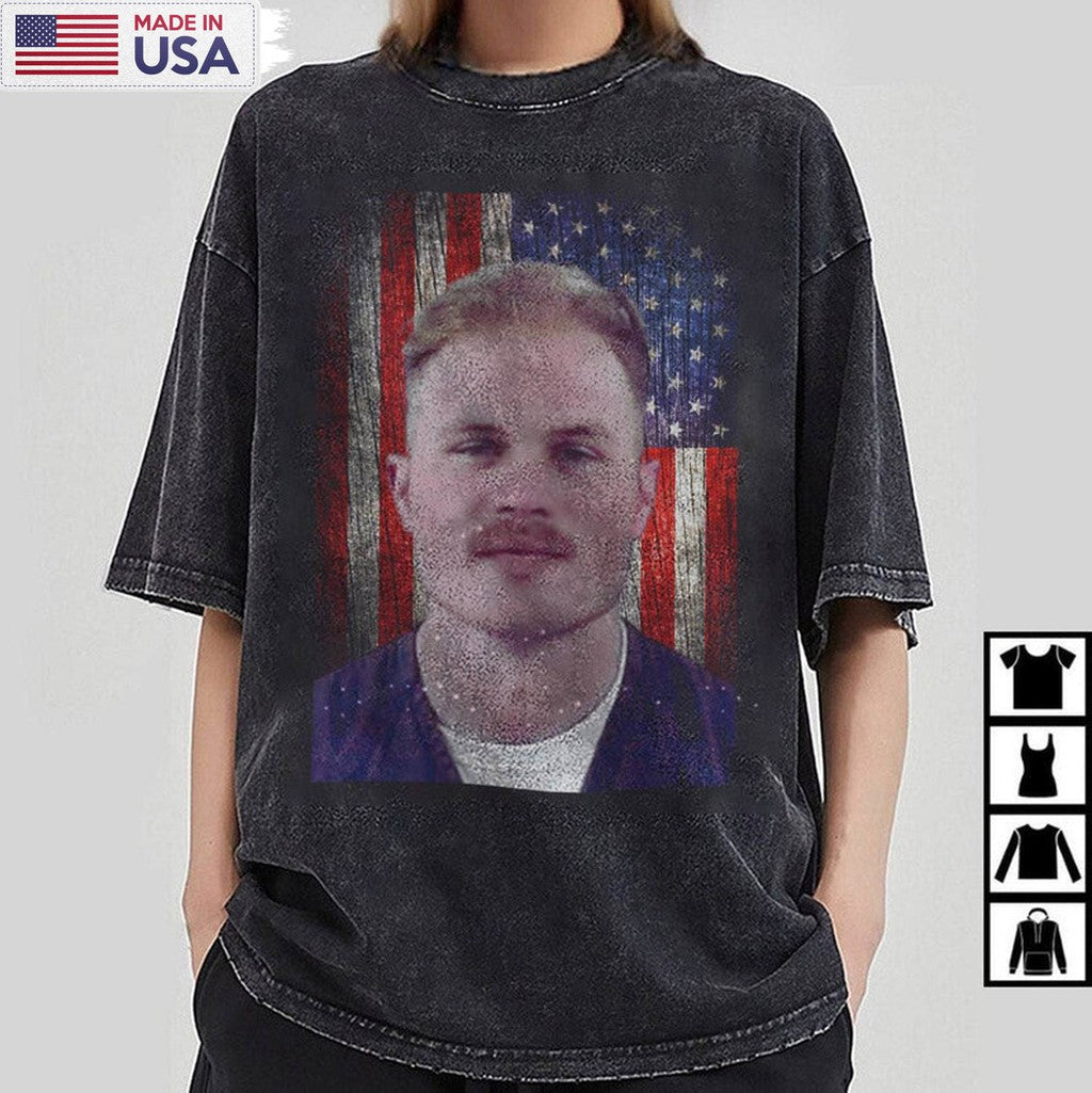Zach Bryan Mugshot Vintage Shirt, Country Music Short Sleeve Crewneck