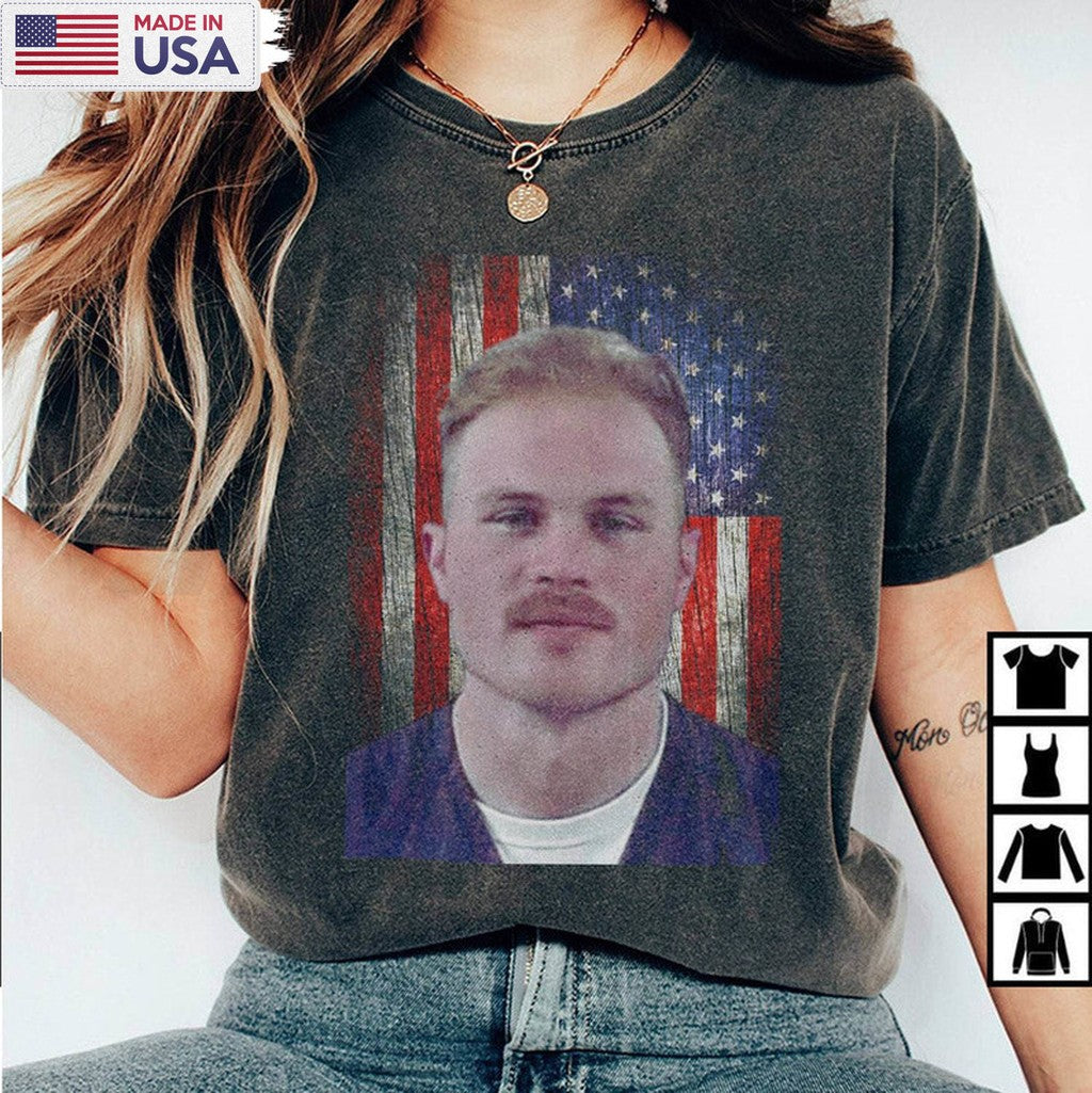 Zach Bryan Mugshot Vintage Shirt, Country Music Short Sleeve Crewneck