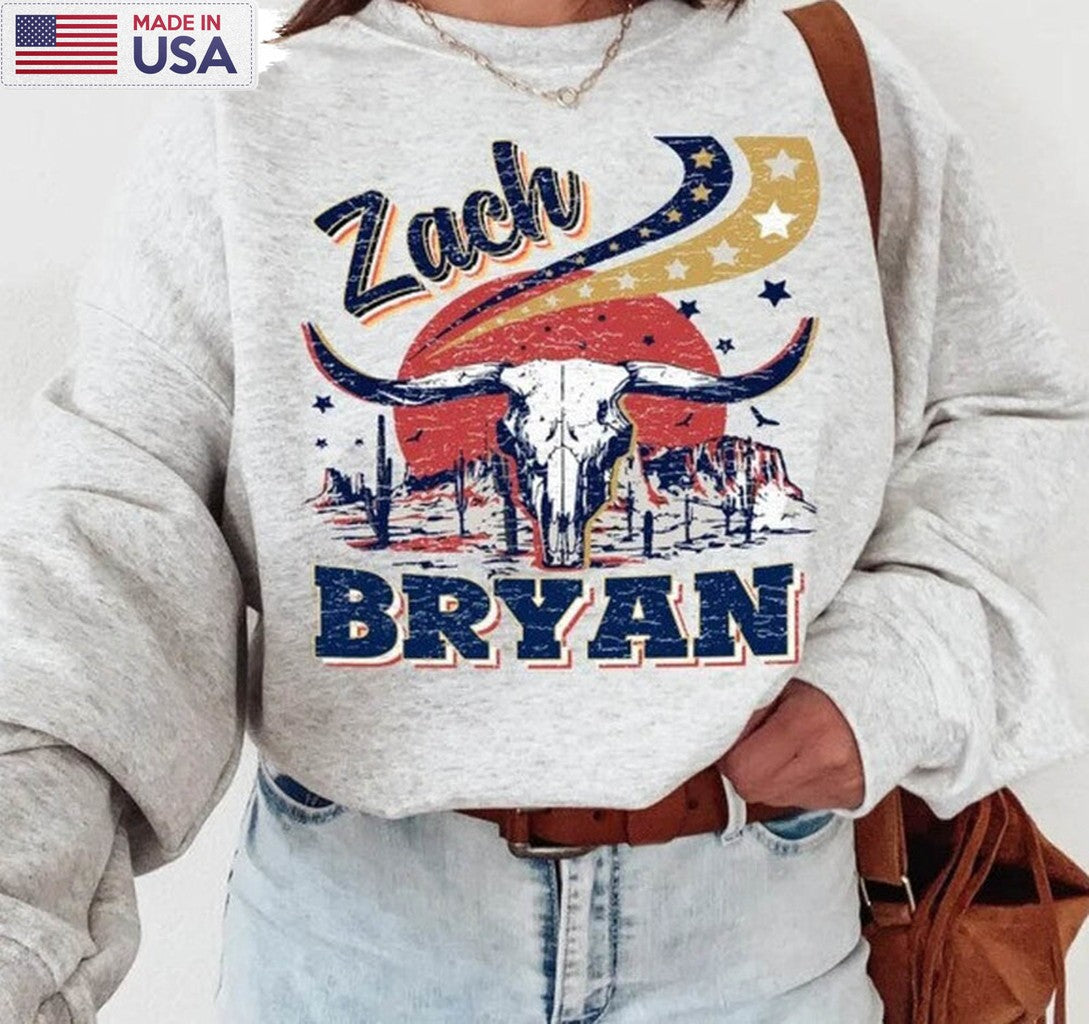 Zach Bryan Retro Bull Horns Shirt, American Heartbreak Unisex Hoodie Sweatshirt